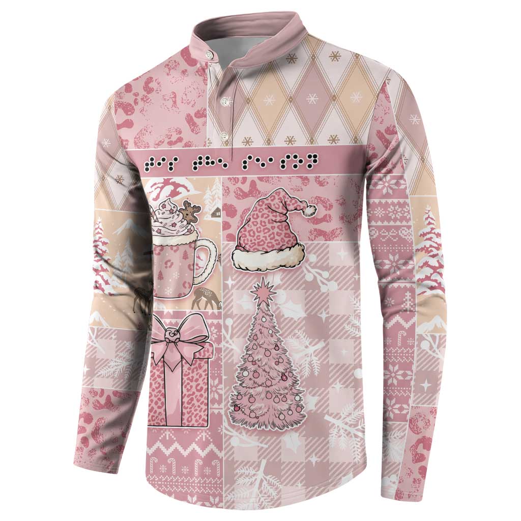 Braille Christmas Button Sweatshirt Tis The Season Patchwork Style - Wonder Print Shop