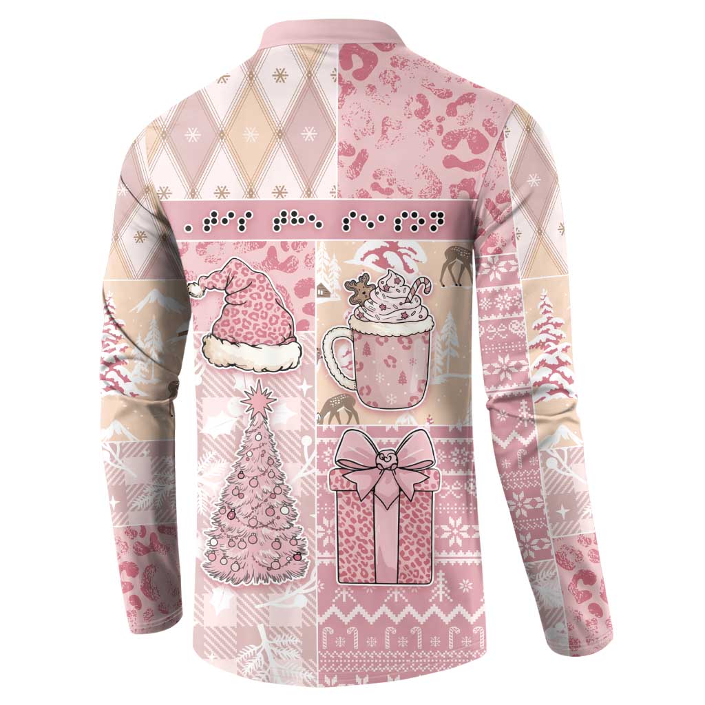 Braille Christmas Button Sweatshirt Tis The Season Patchwork Style - Wonder Print Shop
