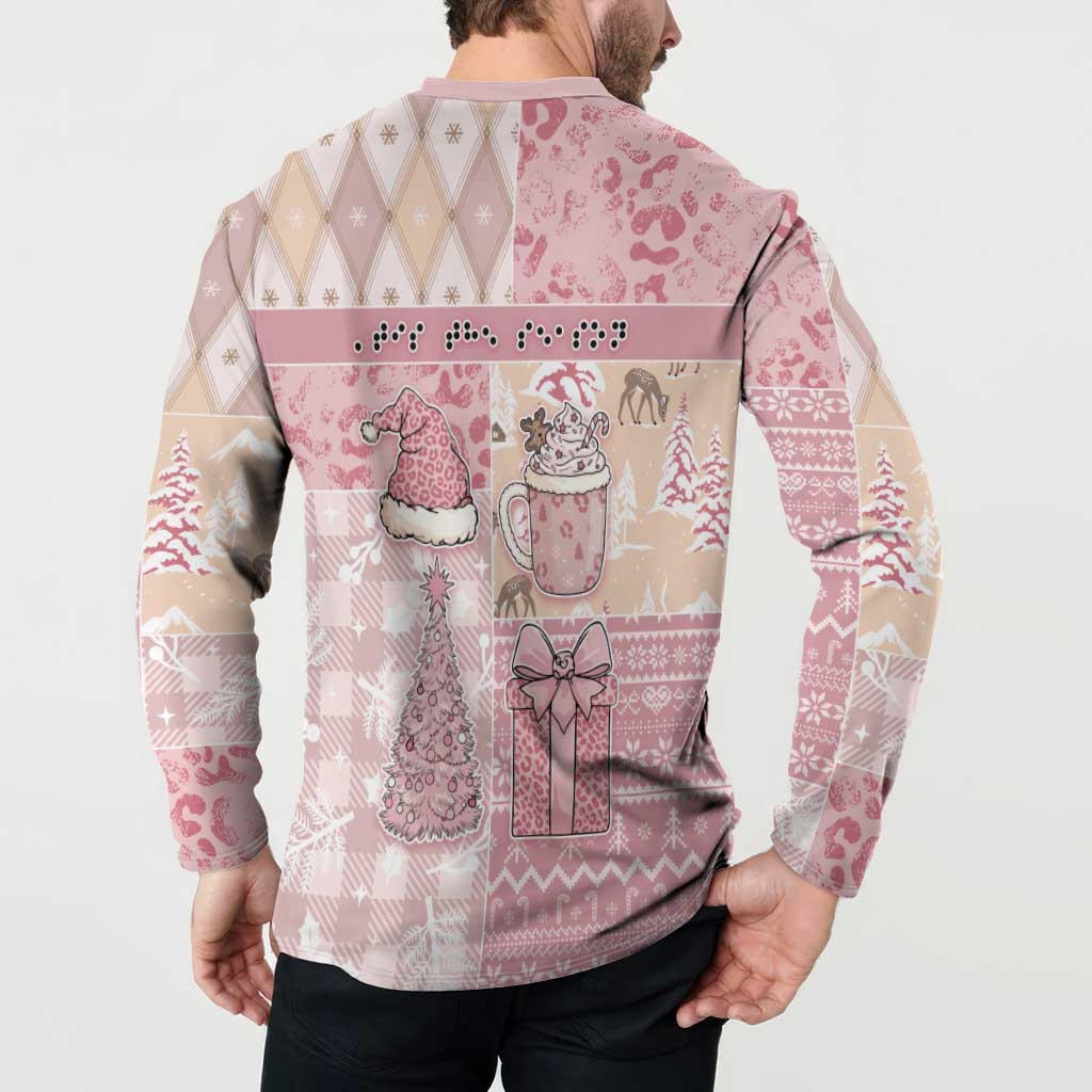 Braille Christmas Button Sweatshirt Tis The Season Patchwork Style - Wonder Print Shop