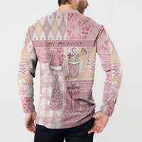 Braille Christmas Button Sweatshirt Tis The Season Patchwork Style - Wonder Print Shop