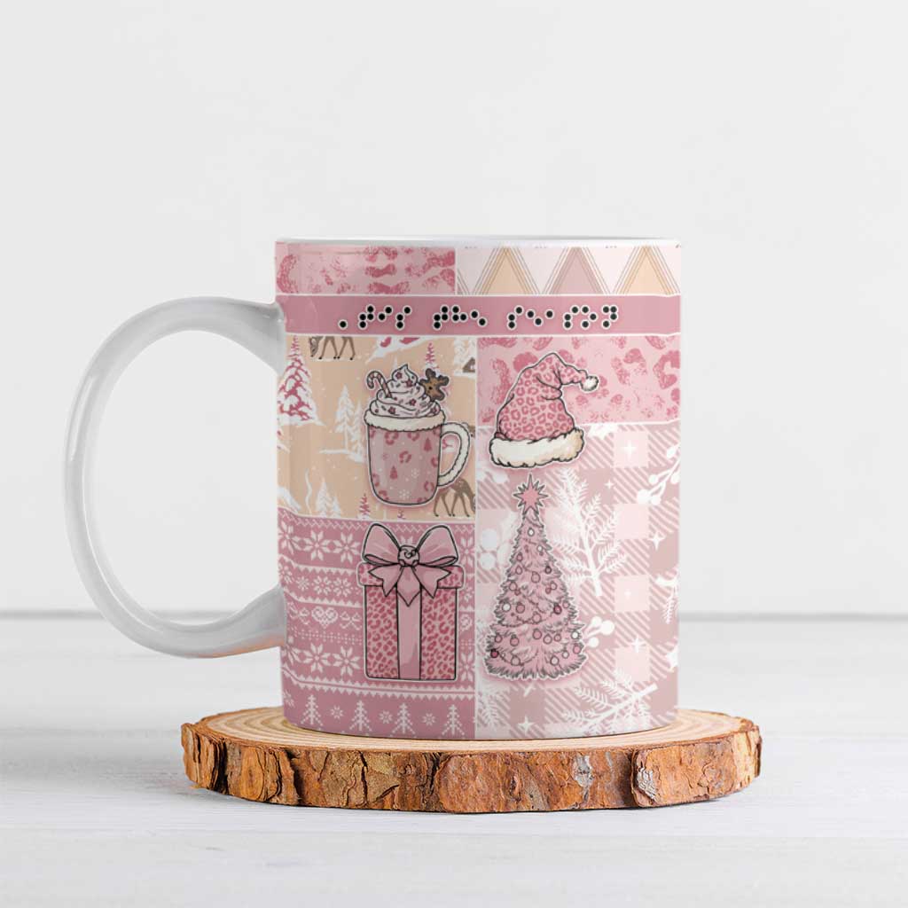Braille Christmas Ceramic Mug Tis The Season Patchwork Style - Wonder Print Shop