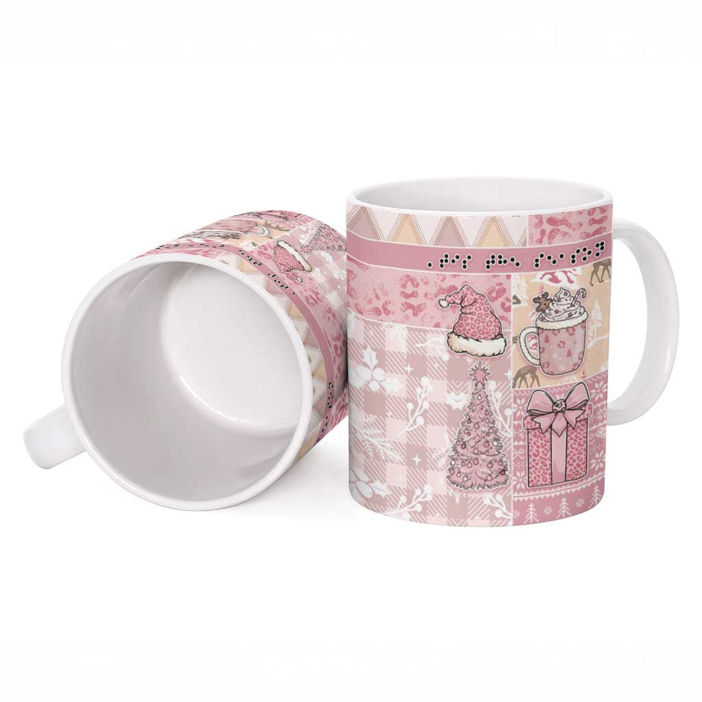Braille Christmas Ceramic Mug Tis The Season Patchwork Style - Wonder Print Shop
