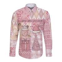 Braille Christmas Long Sleeve Button Shirt Tis The Season Patchwork Style - Wonder Print Shop