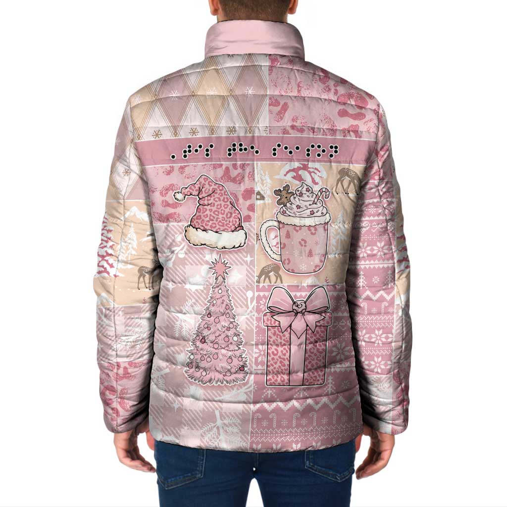 Braille Christmas Padded Jacket Tis The Season Patchwork Style - Wonder Print Shop