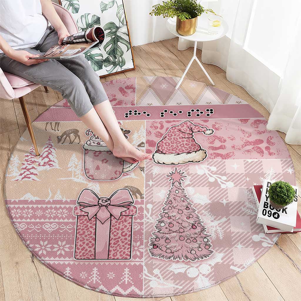 Braille Christmas Round Carpet Tis The Season Patchwork Style - Wonder Print Shop