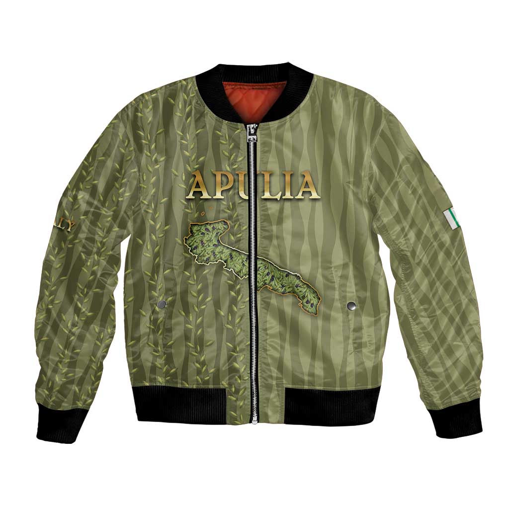 Personalized Italy Apulia Bomber Jacket Olive Garden Classic Style