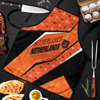 Netherlands Football Apron Dynamic Diagonal Stripe With Tulip Floral Patterns