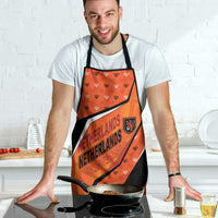 Netherlands Football Apron Dynamic Diagonal Stripe With Tulip Floral Patterns