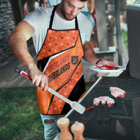 Netherlands Football Apron Dynamic Diagonal Stripe With Tulip Floral Patterns