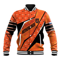 Custom Netherlands Football Baseball Jacket Dynamic Diagonal Stripe With Tulip Floral Patterns