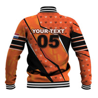 Custom Netherlands Football Baseball Jacket Dynamic Diagonal Stripe With Tulip Floral Patterns