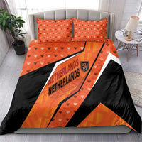 Netherlands Football Bedding Set Dynamic Diagonal Stripe With Tulip Floral Patterns
