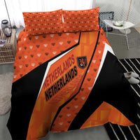 Netherlands Football Bedding Set Dynamic Diagonal Stripe With Tulip Floral Patterns