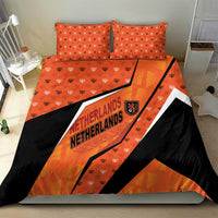 Netherlands Football Bedding Set Dynamic Diagonal Stripe With Tulip Floral Patterns