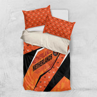 Netherlands Football Bedding Set Dynamic Diagonal Stripe With Tulip Floral Patterns