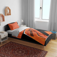 Netherlands Football Bedding Set Dynamic Diagonal Stripe With Tulip Floral Patterns