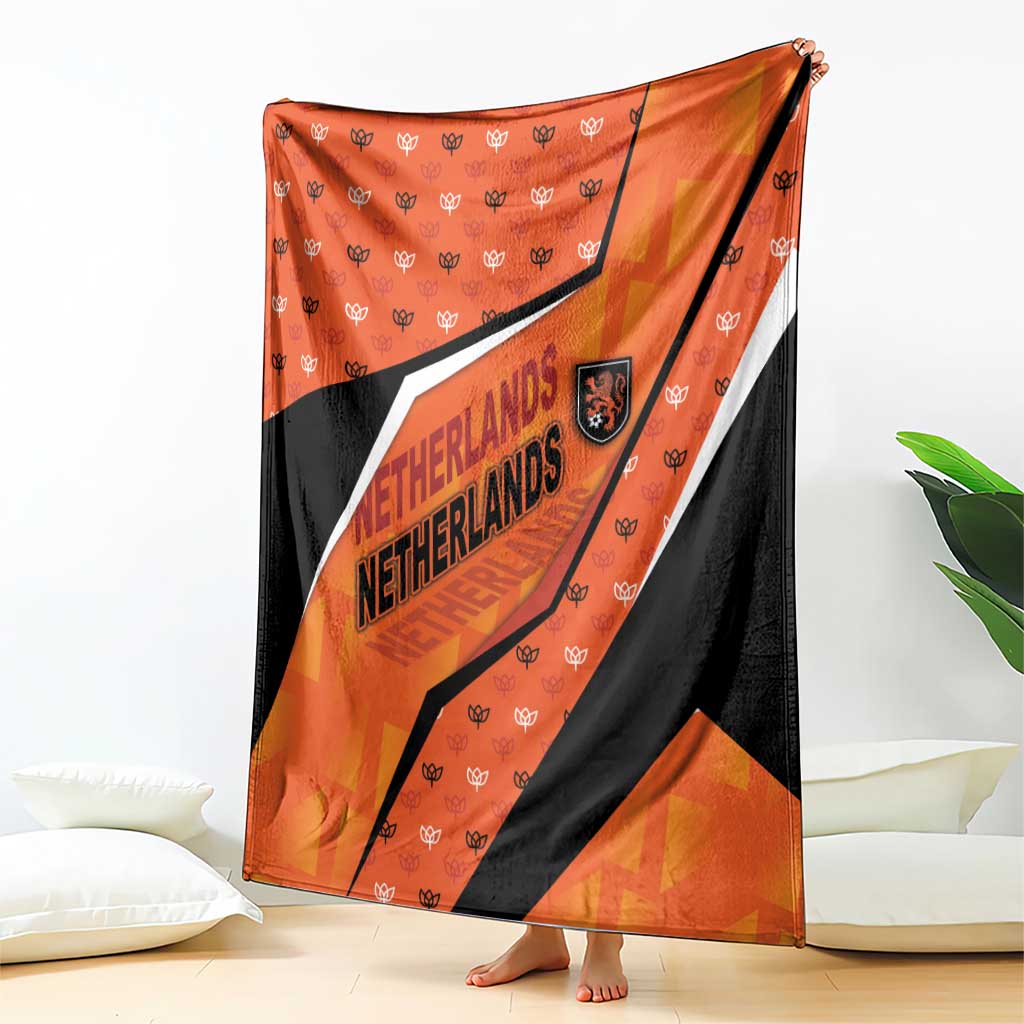 Netherlands Football Blanket Dynamic Diagonal Stripe With Tulip Floral Patterns