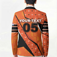 Custom Netherlands Football Blazer Dynamic Diagonal Stripe With Tulip Floral Patterns