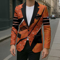 Custom Netherlands Football Blazer Dynamic Diagonal Stripe With Tulip Floral Patterns