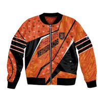 Custom Netherlands Football Bomber Jacket Dynamic Diagonal Stripe With Tulip Floral Patterns