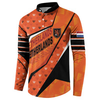Custom Netherlands Football Button Sweatshirt Dynamic Diagonal Stripe With Tulip Floral Patterns