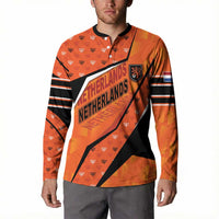 Custom Netherlands Football Button Sweatshirt Dynamic Diagonal Stripe With Tulip Floral Patterns