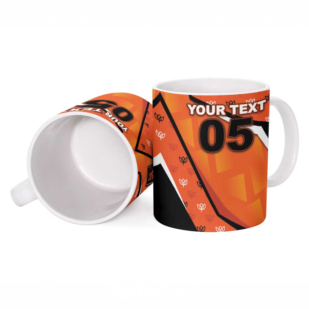 Custom Netherlands Football Ceramic Mug Dynamic Diagonal Stripe With Tulip Floral Patterns