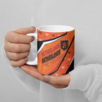 Custom Netherlands Football Ceramic Mug Dynamic Diagonal Stripe With Tulip Floral Patterns