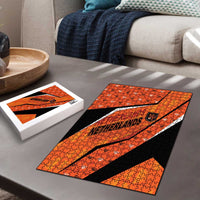 Netherlands Football Puzzle Dynamic Diagonal Stripe With Tulip Floral Patterns