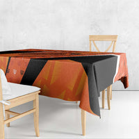Netherlands Football Tablecloth Dynamic Diagonal Stripe With Tulip Floral Patterns