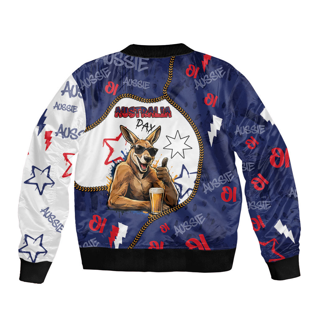 Australia Flag Day Bomber Jacket Cool Kangaroo Beer Aussie Aussie Oi Oi