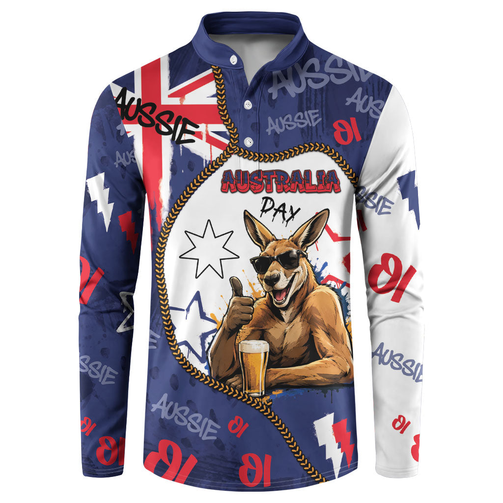 Australia Flag Day Button Sweatshirt Cool Kangaroo Beer Aussie Aussie Oi Oi