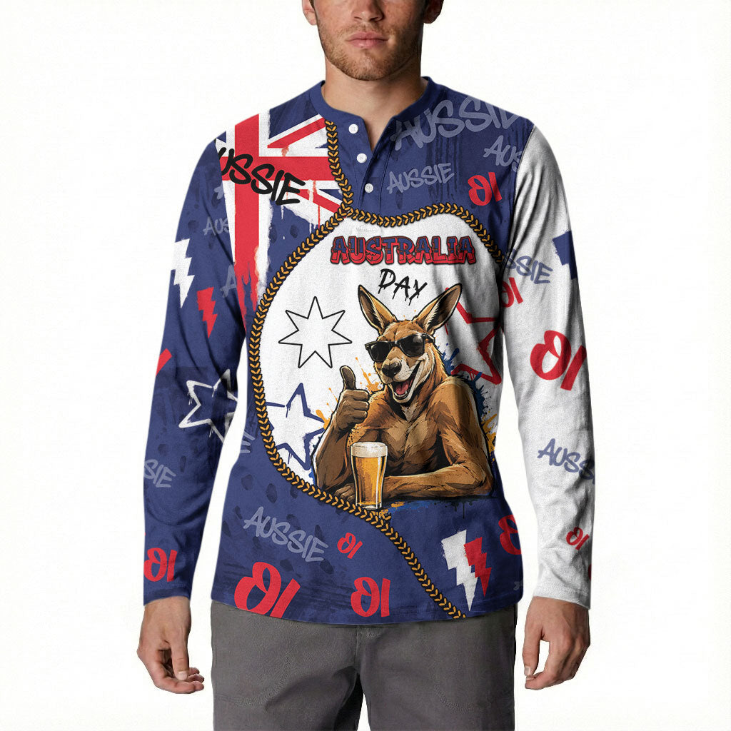 Australia Flag Day Button Sweatshirt Cool Kangaroo Beer Aussie Aussie Oi Oi