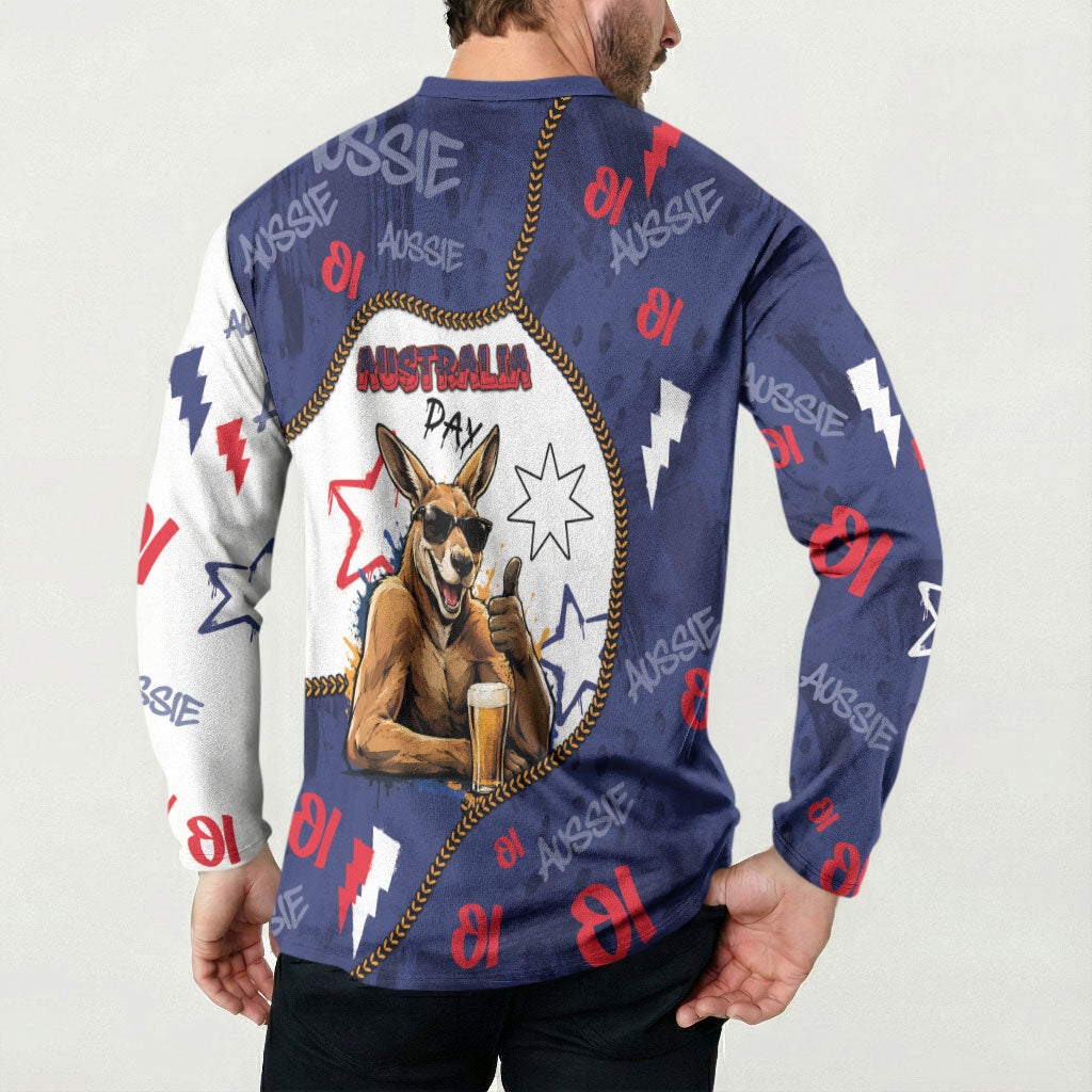 Australia Flag Day Button Sweatshirt Cool Kangaroo Beer Aussie Aussie Oi Oi