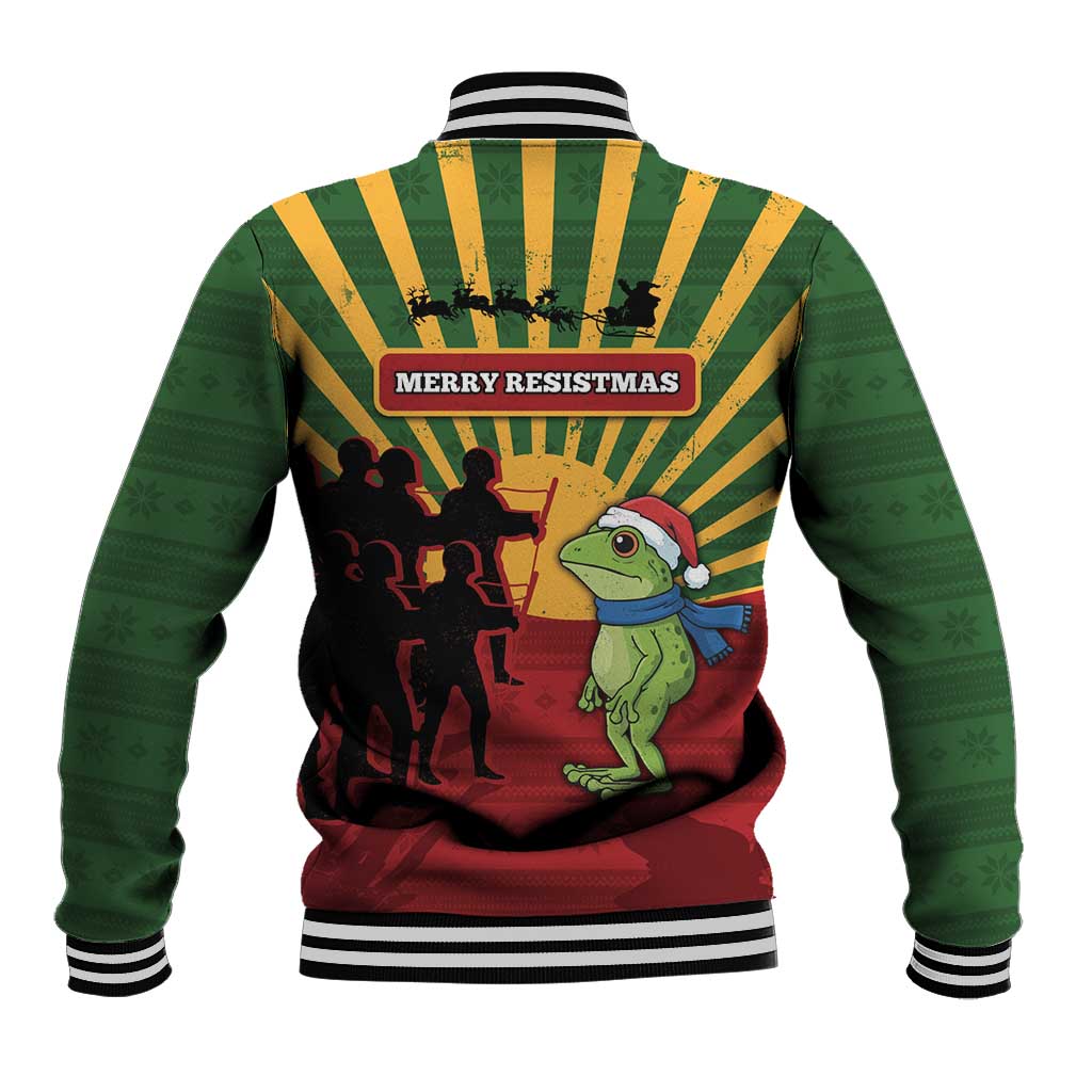 Merry Resistmas Baseball Jacket Resist Portland Frog - Wonder Print Shop