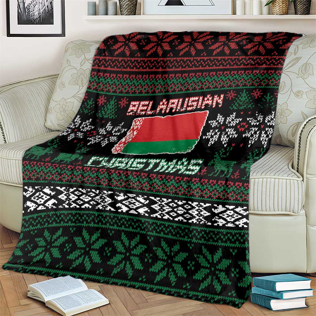 Belarus Christmas Blanket Flag With Belarusian Patterns - Wonder Print Shop