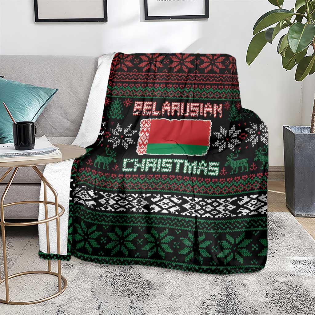 Belarus Christmas Blanket Flag With Belarusian Patterns - Wonder Print Shop