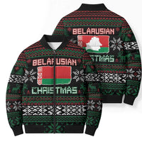Belarus Christmas Bomber Puffer Jacket Flag With Belarusian Patterns - Wonder Print Shop