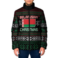Belarus Christmas Padded Jacket Flag With Belarusian Patterns - Wonder Print Shop