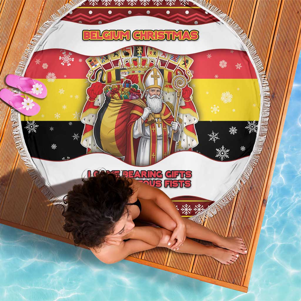 Belgium Beach Blanket Saint Nicholas With Patterns Xmas - Wonder Print Shop