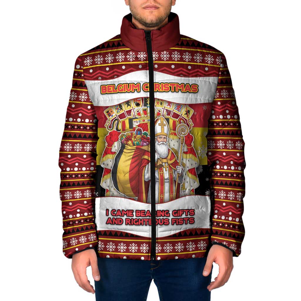 Personalized Belgium Padded Jacket Saint Nicholas With Patterns Xmas - Wonder Print Shop