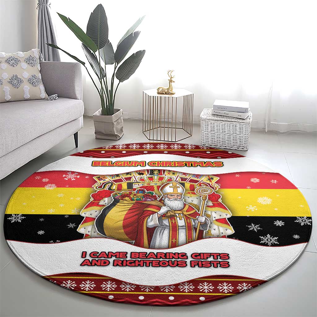 Belgium Round Carpet Saint Nicholas With Patterns Xmas - Wonder Print Shop