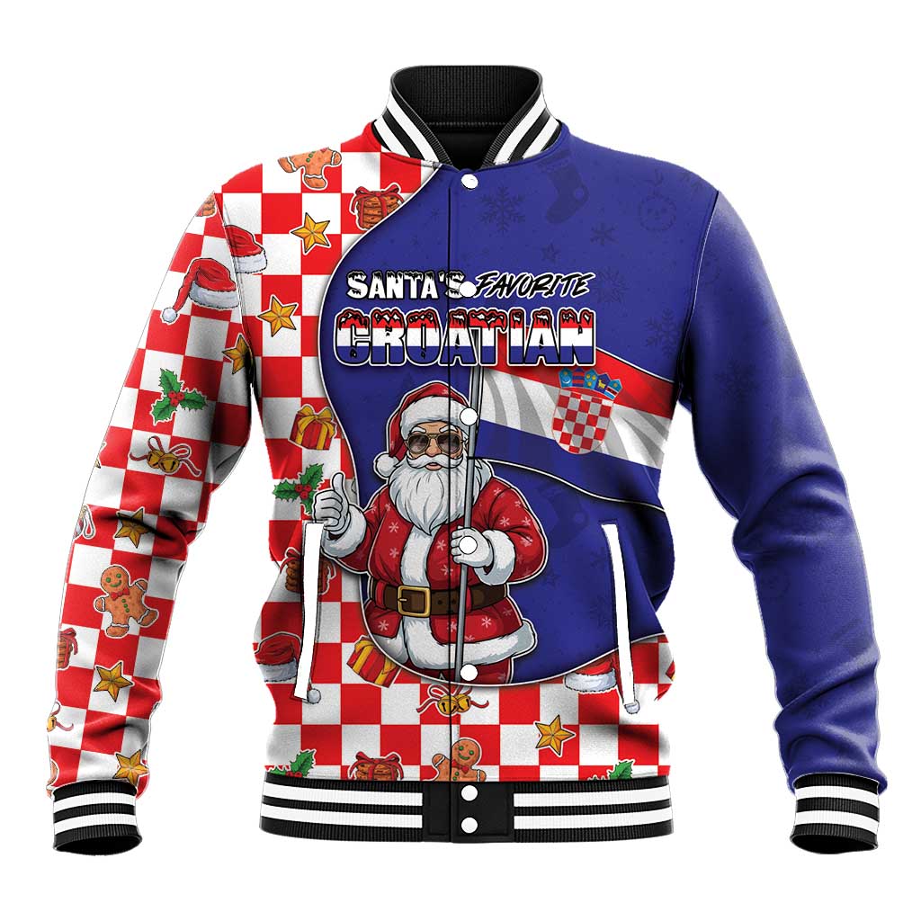 Croatia Christmas Baseball Jacket Santas Favorite Croatian - Wonder Print Shop