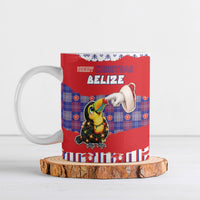 Personalized Belize Christmas Ceramic Mug Cute Toucan Santa Hand Fairy Lights Plaid