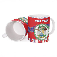 Personalized Belize Christmas Ceramic Mug Cute Toucan Santa Hand Fairy Lights Plaid