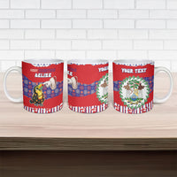 Personalized Belize Christmas Ceramic Mug Cute Toucan Santa Hand Fairy Lights Plaid