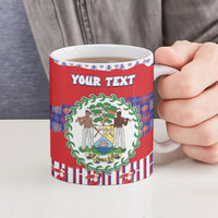 Personalized Belize Christmas Ceramic Mug Cute Toucan Santa Hand Fairy Lights Plaid