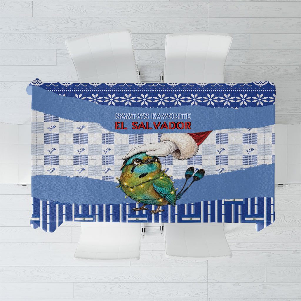 El Salvador Christmas Tablecloth Cute Torogoz Bird Santa Hand Fairy Lights Plaid
