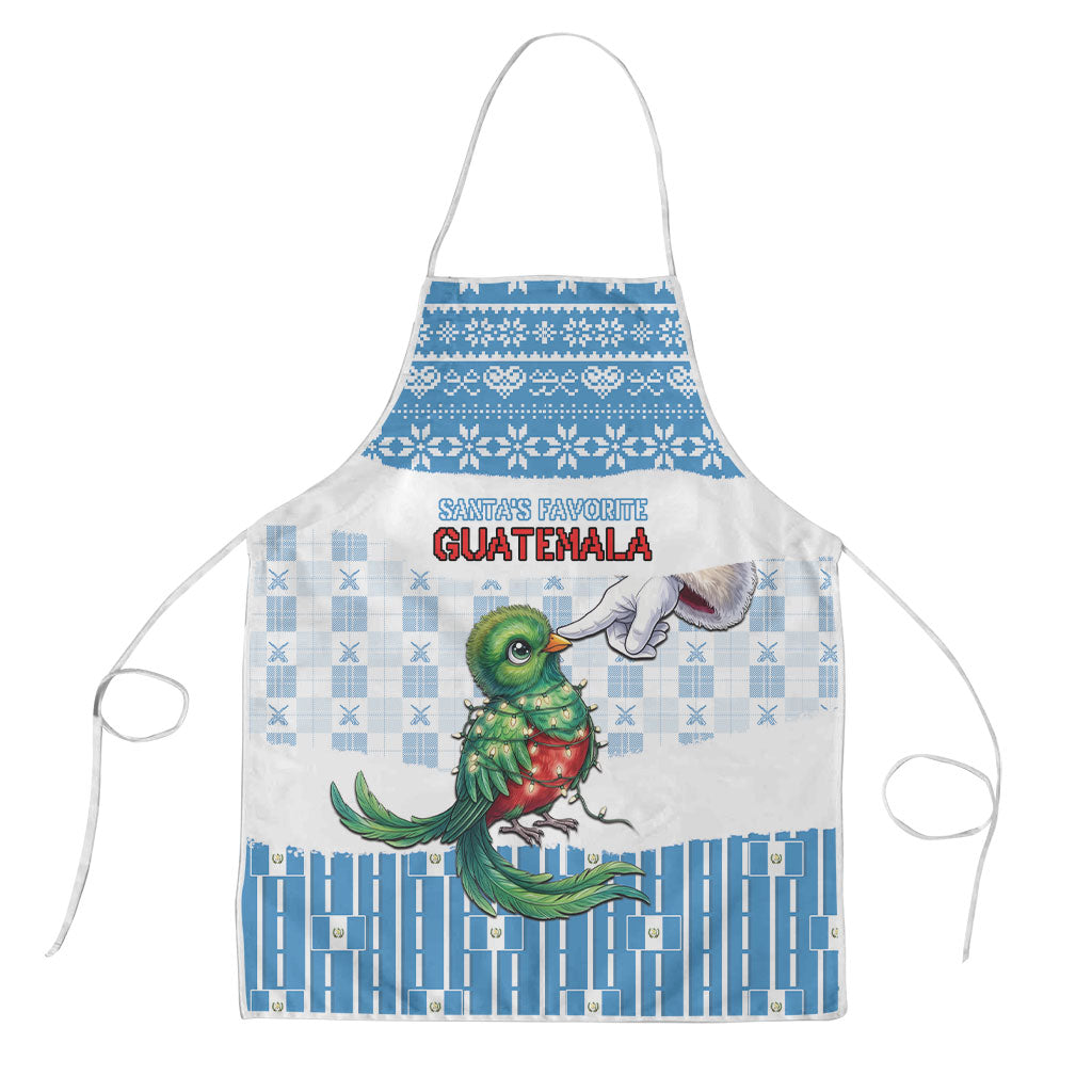 Guatemala Christmas Apron Cute Quetzal Bird Santa Hand Fairy Lights Plaid
