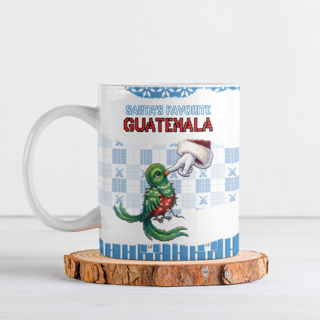 Personalized Guatemala Christmas Ceramic Mug Cute Quetzal Bird Santa Hand Fairy Lights Plaid